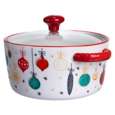 Супница фарфоровая Merry Christmas новогодняя 800 (мл) с крышкой Yiwu FM-CS-9B