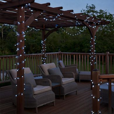 Новогодняя гирлянда уличная 50 м 500 LED с солнечной батареей черный провод Белый SB500L50MBW