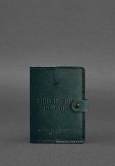 Шкіряна обкладинка-портмоне для військового квитка 15.0 зелена, Зелений, натуральна шкіра Краст, прозора перегородка - пластифікований ПВХ (полівінілхлорид)