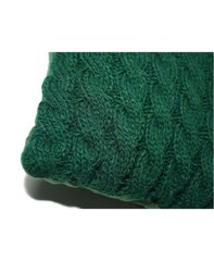 Вязаная подушка Косы зеленая 33х33 см