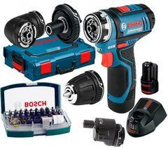 Акумуляторний шуруповерт Bosch GSR 12V-15 FC + 2 акб + GAL 1230 CV + набір 32 біт + 4 насадки + L-Boxx 102