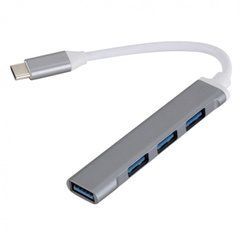 Розгалужувач hub TYPE-C USB 3.0 хаб 4 порти, серый