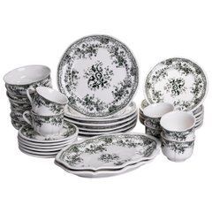 Столовый набор посуды 32 предмета на 6 персон Vintage Elegant фарфоровый Черный YY78-7A