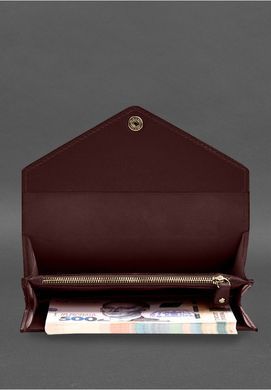 Шкіряний клатч (портмоне) на кнопці 5.0 Бордовий, Бордовый