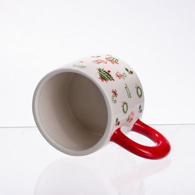 Новорічна порцелянова чашка з кришкою Merry Christmas 350 (мл) CR-1-20, Разные цвета