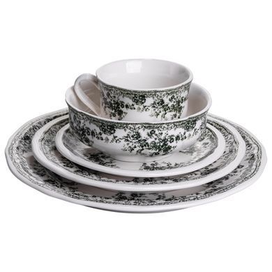 Столовый набор посуды 32 предмета на 6 персон Vintage Elegant фарфоровый Черный YY78-7A