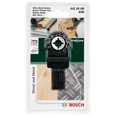 Занурювальне пиляльне полотно по дереву і металу Bosch Starlock BIM AIZ 20 AB Wood and Metal