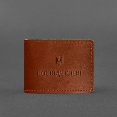 Універсальна шкіряна обкладинка для посвідчення світло-коричнева, Коричневий, натуральна шкіра Краст, прозорі перегородки - пластифікований ПВХ (полівінілхлорид)