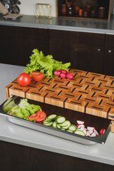 Торцева обробна дошка "плетіння" з гастроємністю 60х34х10 см, Коричневий