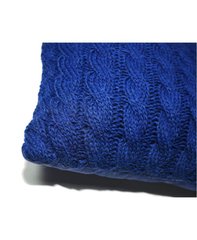 Вязаная подушка Косы синяя 33х33 см