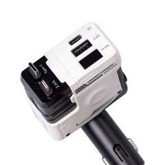 Автомобільний зарядний пристрій MECHA з висувними кабелями та портами USB/Type-C Білий HP-A1W, Білий