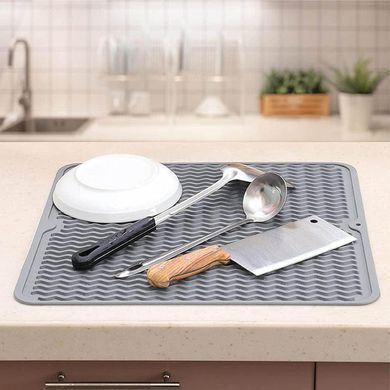 Коврик силиконовый нескользящий для сушки посуды 30*40см Gray