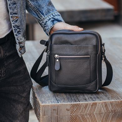 Мужская барсетка 18х21х7, кожаная сумка планшетка через плечо Tiding Bag SK N5386 черная