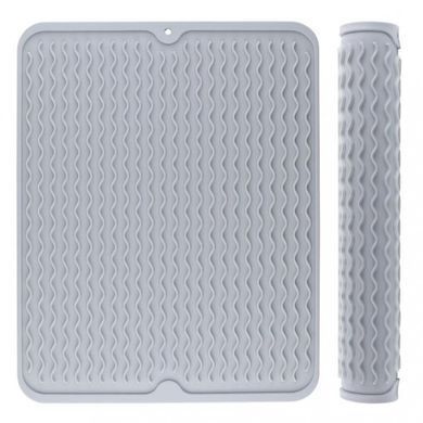 Коврик силиконовый нескользящий для сушки посуды 30*40см Gray