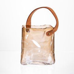 Скляна ваза сумочка з ручкою 13&times;7&times;16.5&nbsp;(см) декоративна ваза для квітів 1 (л) Коричневий HP-19-155-1, Коричневий
