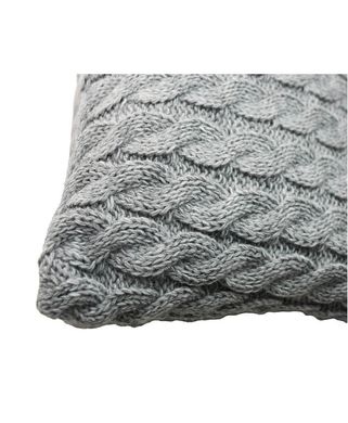 Декоративна подушка вязана Коси сіра33х33 см, серый
