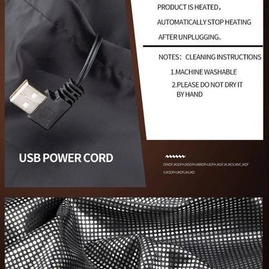 Теплий жилет із підігрівом від USB унісекс розмір L, Черный