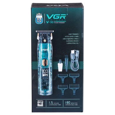 Триммер для стрижки аккумуляторный с 4 насадками Зеленый VGR V-961