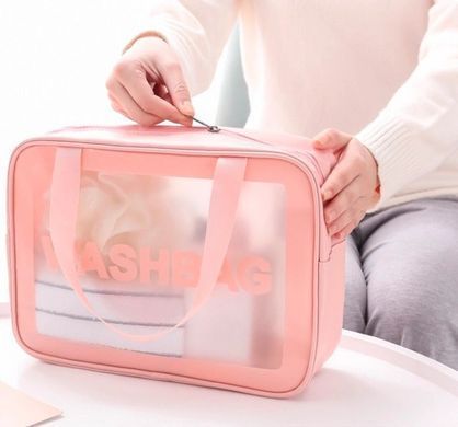 Набір прозорих сумок-косметичок Washbag Pink 30 см 26 см 20 см, Рожевий