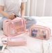 Набір прозорих сумок-косметичок Washbag Pink 30 см 26 см 20 см, Рожевий