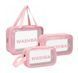 Набір прозорих сумок-косметичок Washbag Pink 30 см 26 см 20 см, Рожевий