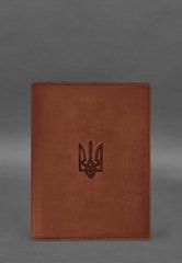 Шкіряна обкладинка для нотаріального реєстру з Тризубом світло-коричнева Crazy Horse, Коричневий, натуральна шкіра Crazy Horse