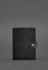 Шкіряна обкладинка-портмоне для військового квитка 15.0 Чорна, натуральна шкіра Краст, прозора перегородка - пластифікований ПВХ (полівінілхлорид)