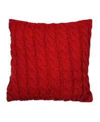 Декоративна подушка вязана Коси червона 33х33 см, серый