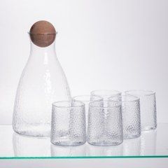 Набор для напитков графин с бамбуковой крышкой и 6 стаканами, прозрачный 64486-37