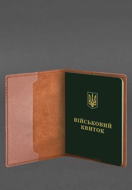 Кожаная обложка для военного билета 7.3 светло-коричневая Crazy Horse