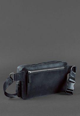 Шкіряна поясна сумка Dropbag Maxi синя Crazy Horse, Синий, натуральна шкіра Crazy Horse