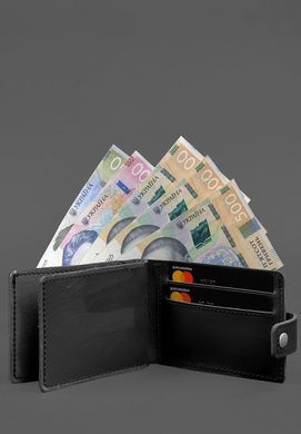 Шкіряна обкладинка-портмоне для посвідчення учасника бойових дій (УБД картонний документ) Чорна, натуральна шкіра Краст, прозорі перегородки - пластифікований ПВХ (полівінілхлорид)
