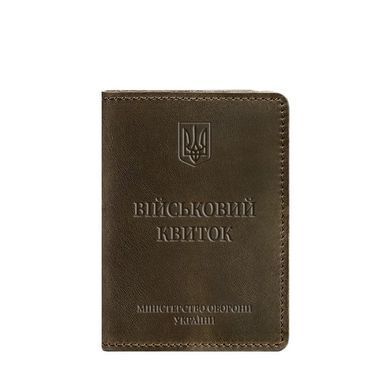 Шкіряна обкладинка для військового квитка 7.0 темно-коричнева Crazy Horse, натуральна шкіра Crazy Horse, прозора перегородка - пластифікований ПВХ (полівінілхлорид)
