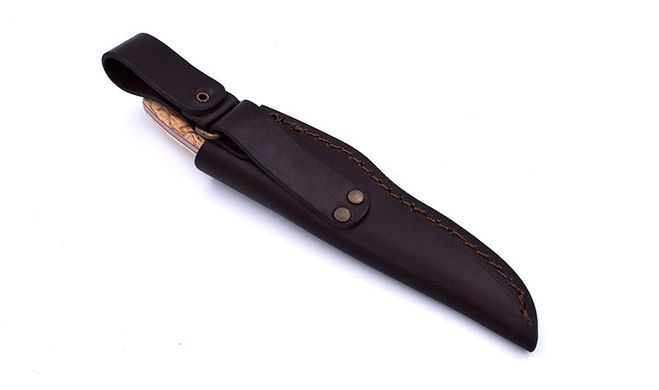 Ніж Trapper 95, (ELMAX 95х23х3,5мм, 60HRC) чохол - шкіра, руків`я - карельська береза, BRISA, Коричневий