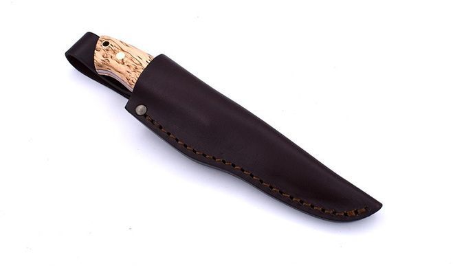 Ніж Trapper 95, (ELMAX 95х23х3,5мм, 60HRC) чохол - шкіра, руків`я - карельська береза, BRISA, Коричневий