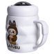 Чашка фарфоровая с крышкой Labubu 400 (мл) подарочная кружка прикольная чашка для детей на подарок Белый с темно-коричневым FM-54C