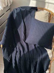 Вязаная наволочка COTTON синяя 45х45 см