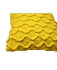 Декоративна подушка вязана Хвилі жовта 33х33 см, серый