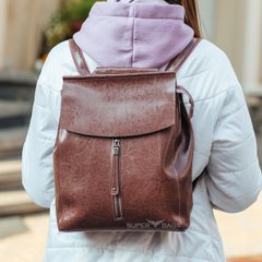 Жіночий шкіряний рюкзак-сумка в коричневому кольорі Tiding Bag - 57368