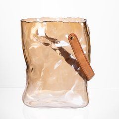 Подарункова скляна ваза сумочка з ручкою 18&times;9&times;25&nbsp;(см) декоративна ваза 2.8 (л) для квітів Коричневий HP-19-157-1, Коричневий