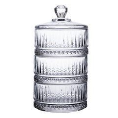Цукерниця триярусна скляна з кришкою &Oslash; 10 см HP-YH-16