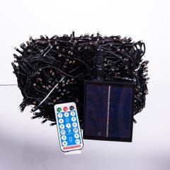 Новорічна гірлянда вулична 100 м 1000 LED з сонячною батареєю чорний провід Мультиколір SB1000L100MBML