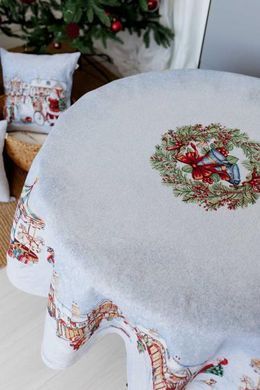 Новорічна кругла гобеленова скатертина Carousel D180см, 180, Новий Рік