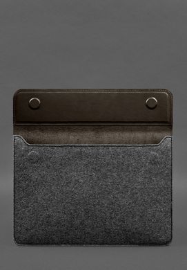 Чохол-конверт із клапаном шкіра+фетр для MacBook 13" Темно-коричневий Crazy Horse