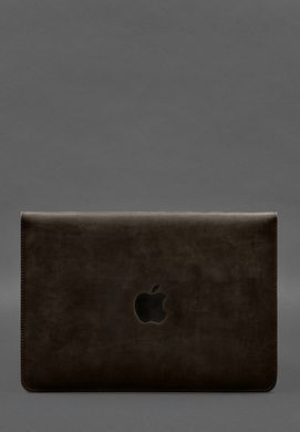 Чохол-конверт із клапаном шкіра+фетр для MacBook 13" Темно-коричневий Crazy Horse