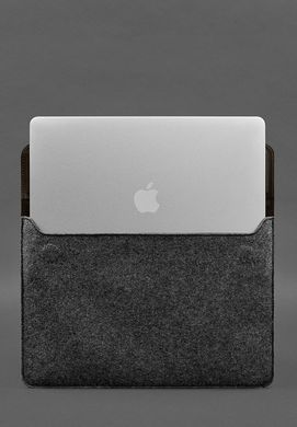 Чохол-конверт із клапаном шкіра+фетр для MacBook 13" Темно-коричневий Crazy Horse