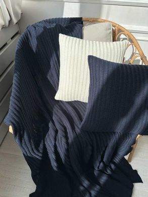 Вязаная наволочка COTTON синяя 45х45 см