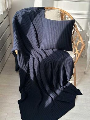 Вязаная наволочка COTTON синяя 45х45 см