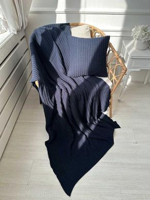 Вязаная наволочка COTTON синяя 45х45 см