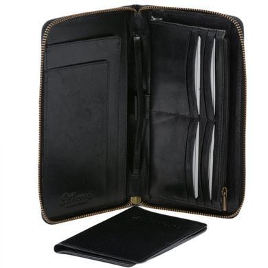 Гаманець чоловічий шкіряний (портмоне для подорожей, тревелер) Ashwood TW01 чорний